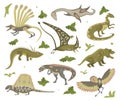Set of cartoon Dinosaurs. Animal character